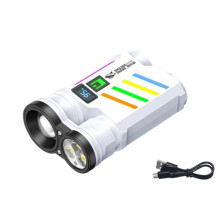 SMILING SHARK SD-5273 Portable High Bright Digital Display Flashlight USB Rechargeable Spotlight & Flood Light(White)