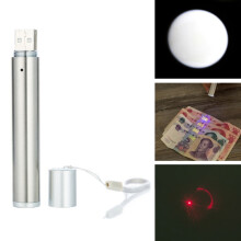in 1 USB Rechargeable Flashlight Infrared Laser Pen Currency Detector Lamp(Silver)