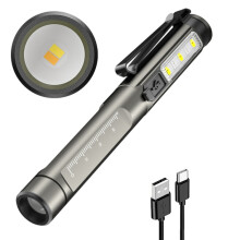 DT005 LED White & Yellow Light Pen Lamp, Type-C Rechargeable, with Pen Clip, Compact and Portable Purple Light Flashlight