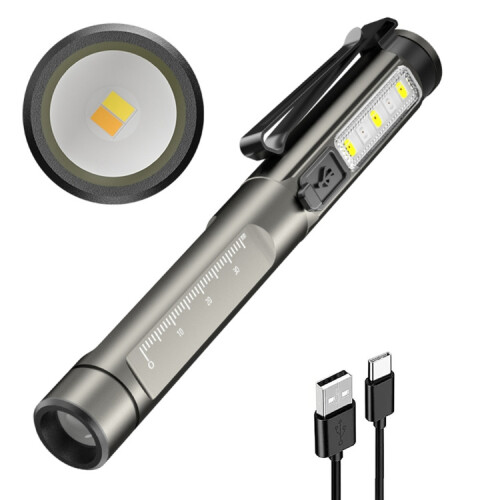 DT005 Φωτιστικό στυλό LED με λευκό και κίτρινο φως, επαναφορτιζόμενη Type-C, με κλι