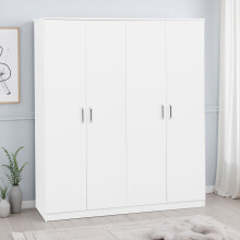 Dakota 4 Door Wardrobe with Hanging Rails White