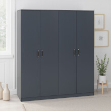 Dakota 4 Door Wardrobe with Hanging Rail Dark Grey