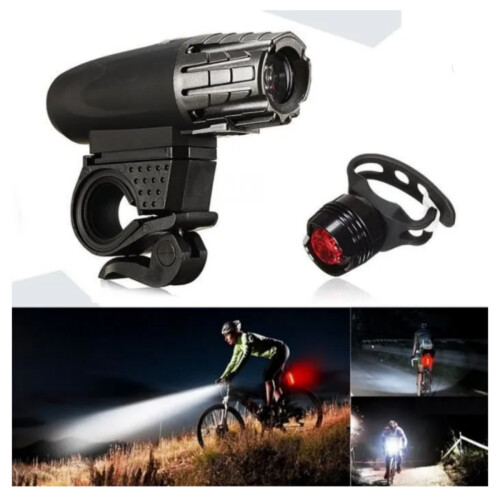 USB Rechargeable LED Bicycle Light, Bike Headlight + Rear Light Set