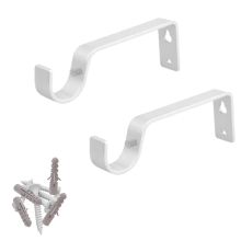 (White) Metal Curtain Pole Bracket 28mm 2pcs