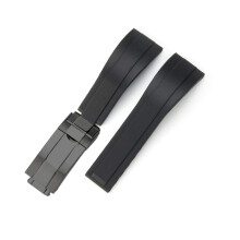Rubber strap for Rolex Submariner Daytona GMT Yacht-master – 20 mm, 21 mm, 22 mm, 19 mm Watch straps (Black + black buckle 20 mm)