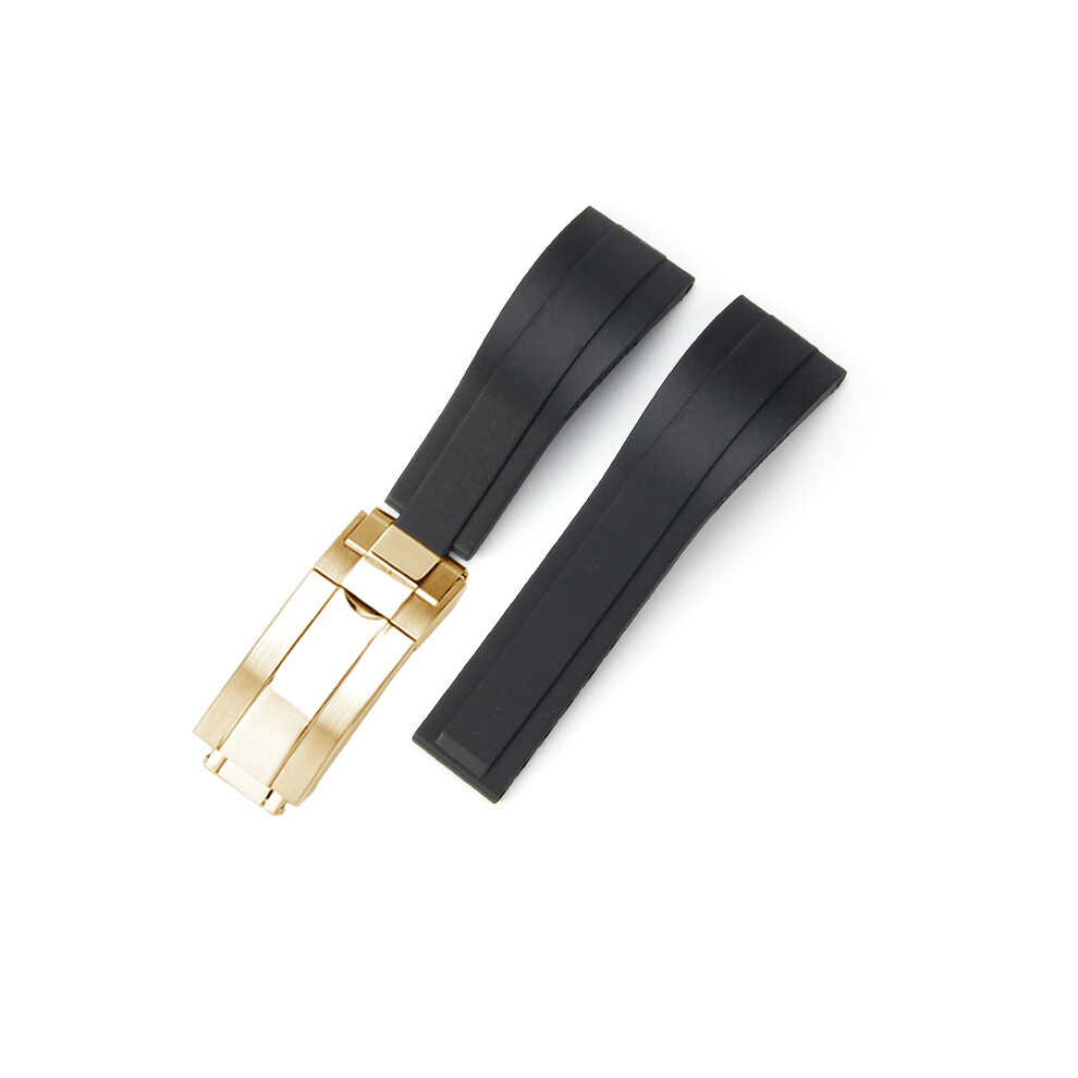 Zhizhen Rubber Strap For Rolex Submariner Daytona Gmt Yacht-Master – 20 Mm, 21 Mm, 22 Mm, 19 Mm Watch Straps (Black With Gold Buckle 21 Mm) Black,Gold