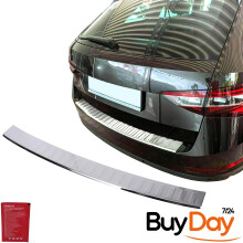 Rear Bumper Protector Sill Cover Stainless Steel for Skoda Superb Kombi Estate Models 15-On
