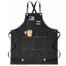Dww-(noir)tablier De Cow-boy De Avec Poches Pour Coiffeur, Peintre, Jardinier, Styliste De Coiffure Pour Femme Et Homme
