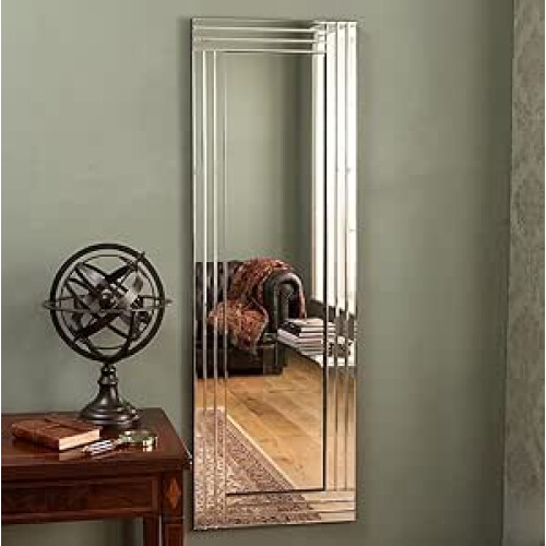 Silver Bevelled Wall Mirror 40X120Cm