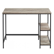 (Heather Greige, Ink Black) Computer Desk with 2 Shelves on Left or Right, Writing Desk, Work Table for Office Living Room, Steel Frame