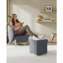 (38x38x40cm, Cappuccino Beige) Folding Storage Cube with Lid, Footstool, Footrest, Hallway, Living Room