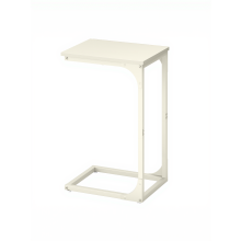 (Cream White) C-Shaped Sofa Table, End Table with Metal Frame, Side Table for Living Room, Bedroom