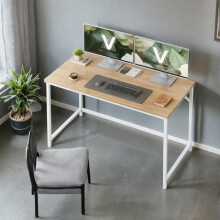 (Natural Oak,Pear lWhite) Computer Desk, Home Office Desk, for Work Study, for Bedroom Dorm Small Spaces