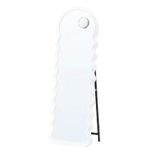 (White) Free?Standing Wavy Mirror, Full?Length with Magnifying Detail Mirror, for Living Room, Bedroom, Hallway
