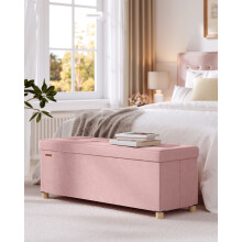 (110x38x40cm, Jelly Pink) Folding Storage Cube with Lid, Footstool, Footrest, Hallway, Living Room