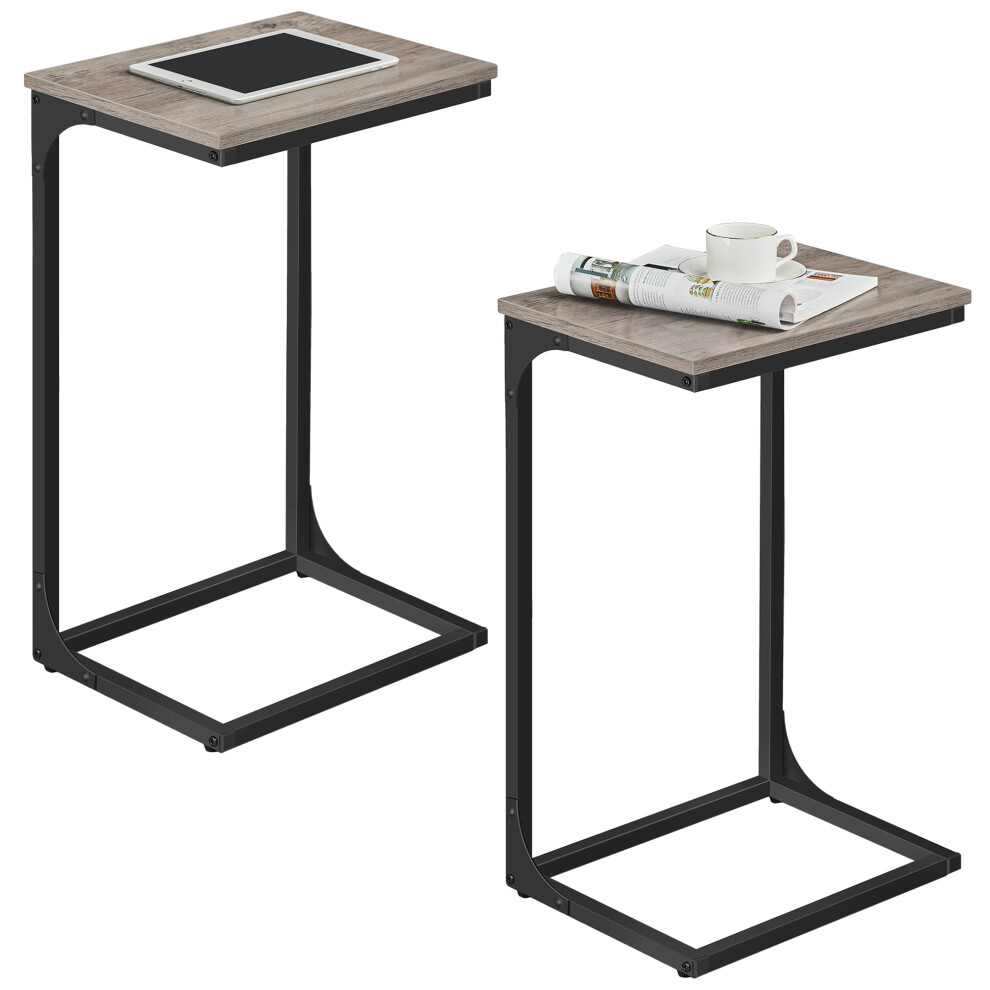 Vasagle (Rustic Black) C-Shaped Side Table, Set Of 2, Bedside Table, Sofa Side Table, With Metal Frame Brown/Black