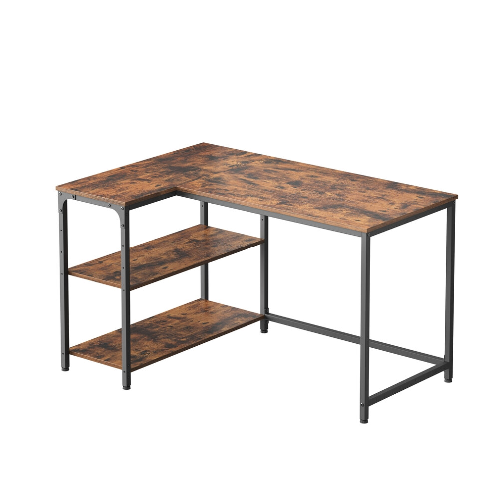 Vasagle (Rustic ) Corner Computer Desk With Adjustable Storage Shelves, L Shaped Gaming Table For Office Brown