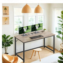 (Heather Greige and Ink Black) Computer Desk, Home Office Desk, for Work Study, for Bedroom Dorm Small Spaces