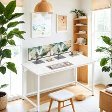 (Maple White, Cloud White) Computer Desk, Home Office Desk, for Work Study, for Bedroom Dorm Small Spaces