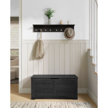 (Ebony Black) Shoe Storage Bench, Farmhouse Style,for Hallway, Bedroom