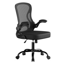 (Black) Ergonomic Mesh Office Chair with Lumbar Support, Rocking Function and Flip-Up Armrests