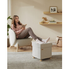 (38x38x40cm, Cappuccino Beige) Folding Storage Cube with Lid, Footstool, Footrest, Hallway, Living Room