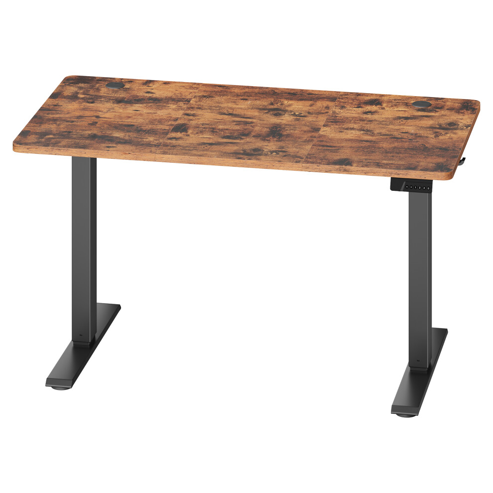 Vasagle (Rustic Brown) Height Adjustable Desk, Electric Standing Desk, 4 Memory Heights, Sedentary Reminder, 120 X 60 Cm