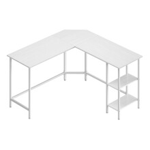 (Maple White) L-Shaped Writing Desk, 2 Storage Shelves, Computer Table for Home Office, Space-Saving