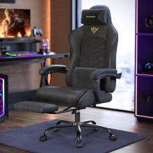 (Ink Black) Gaming Chair, Ergonomic Office Computer Desk Chair with Footrest, Spring Seat Cushion, Synchronised Armrests