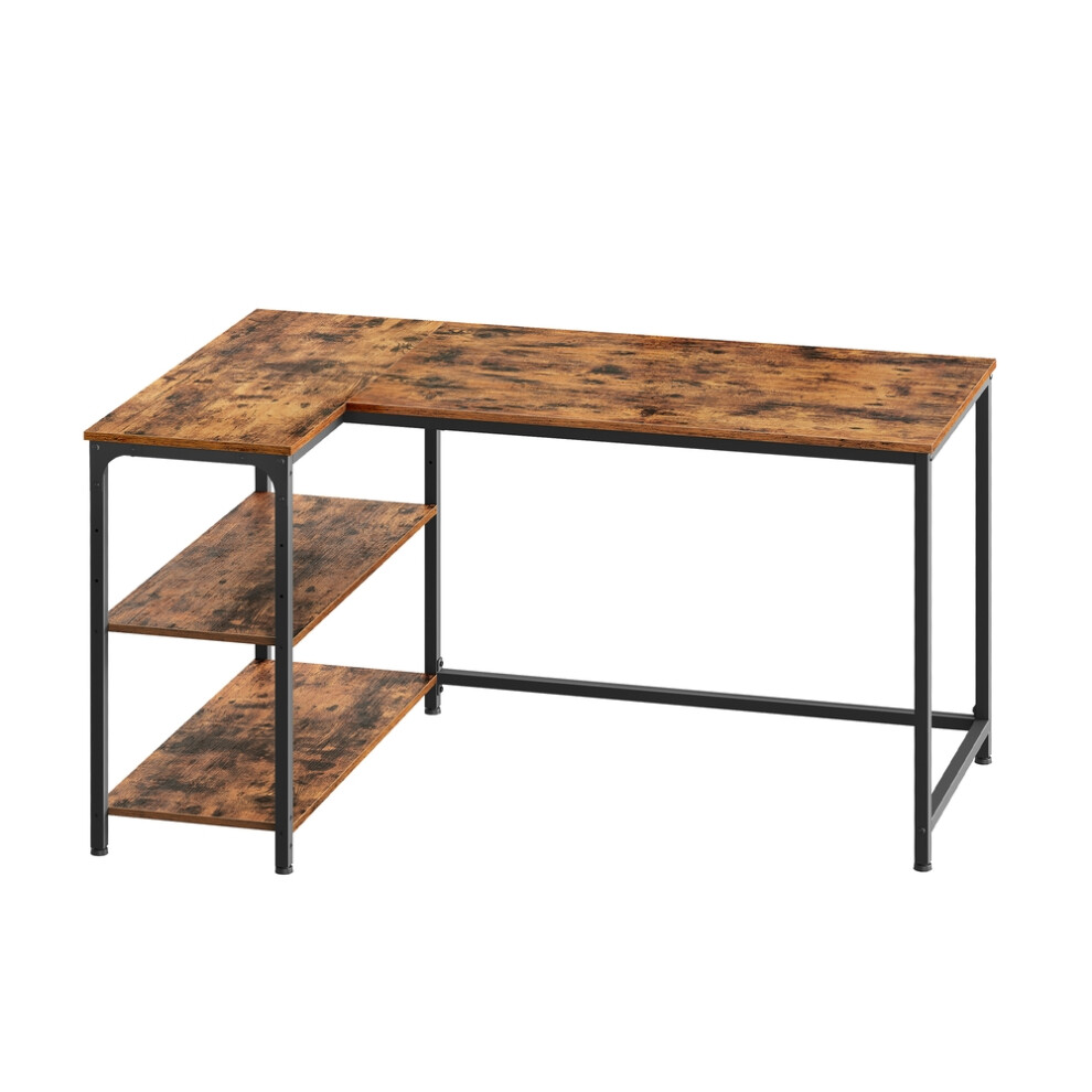 Vasagle (Rustic ) Corner Computer Desk With Adjustable Storage Shelves, L Shaped Gaming Table For Office Brown