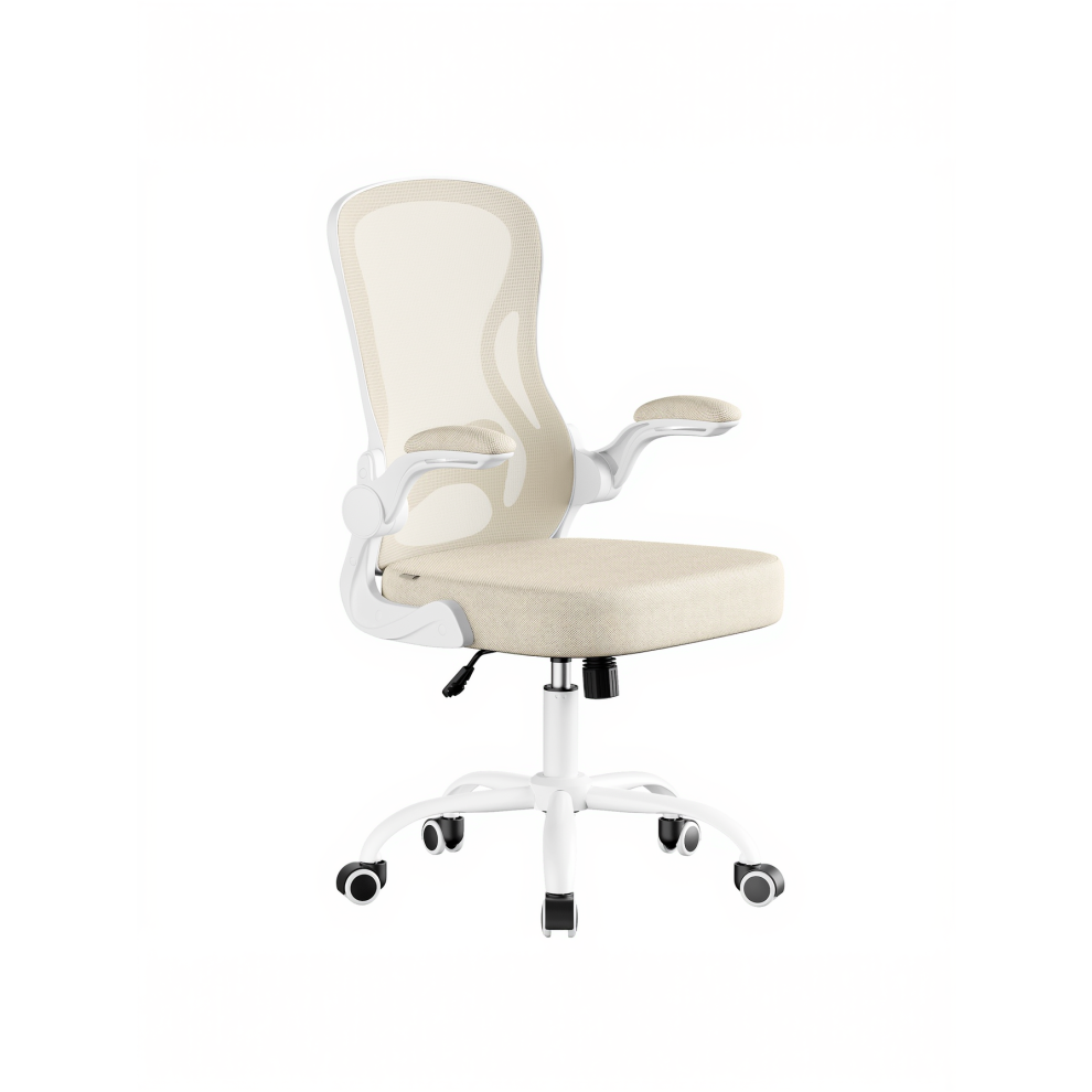 Songmics (Cappuccino Beige, Cloud White) Ergonomic Mesh Office Chair With Lumbar Support, Rocking Function And Flip-Up Armrests
