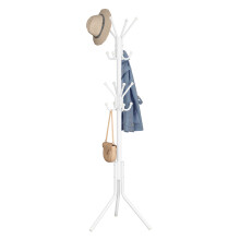 (Cloud White) Standing Hall Tree, 16 Hooks Metal Clothes Rack, Freestanding Organizer for Bedroom, Entryway, 175 cm