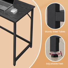 (Black) Computer Desk, Office Desk, 80 x 50 x 76 cm, for Study, Bedroom, Living Room