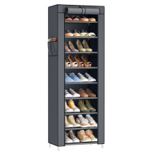 (Slate Grey) 10-Tier Shoe Organiser with Dustproof Cover, Shoe Rack Storage Cabinet, for Hallway or Living Room, Holds 20 Pairs