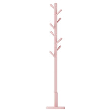 (Pink) Coat Rack, Solid Wood Coat Stand, Free Standing Hall Coat Tree with 8 Hooks for Coats