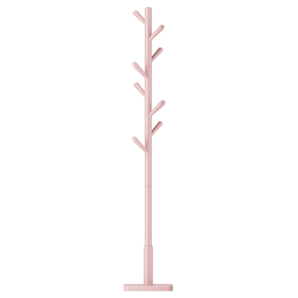 Vasagle (Pink) Coat Rack, Solid Wood Coat Stand, Free Standing Hall Coat Tree With 8 Hooks For Coats Pink