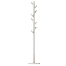 (Cappuccino Beige) Coat Rack, Solid Wood Coat Stand, Free Standing Hall Coat Tree with 8 Hooks for Coats