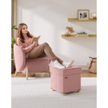 (38x38x40cm, Cappuccino Beige) Folding Storage Cube with Lid, Footstool, Footrest, Hallway, Living Room