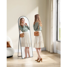 (Ink Black) Arched Full Body Mirror with Stand, Aluminium Alloy Frame Floor Mirror, Tempered Glass, for Bedroom, Living Room