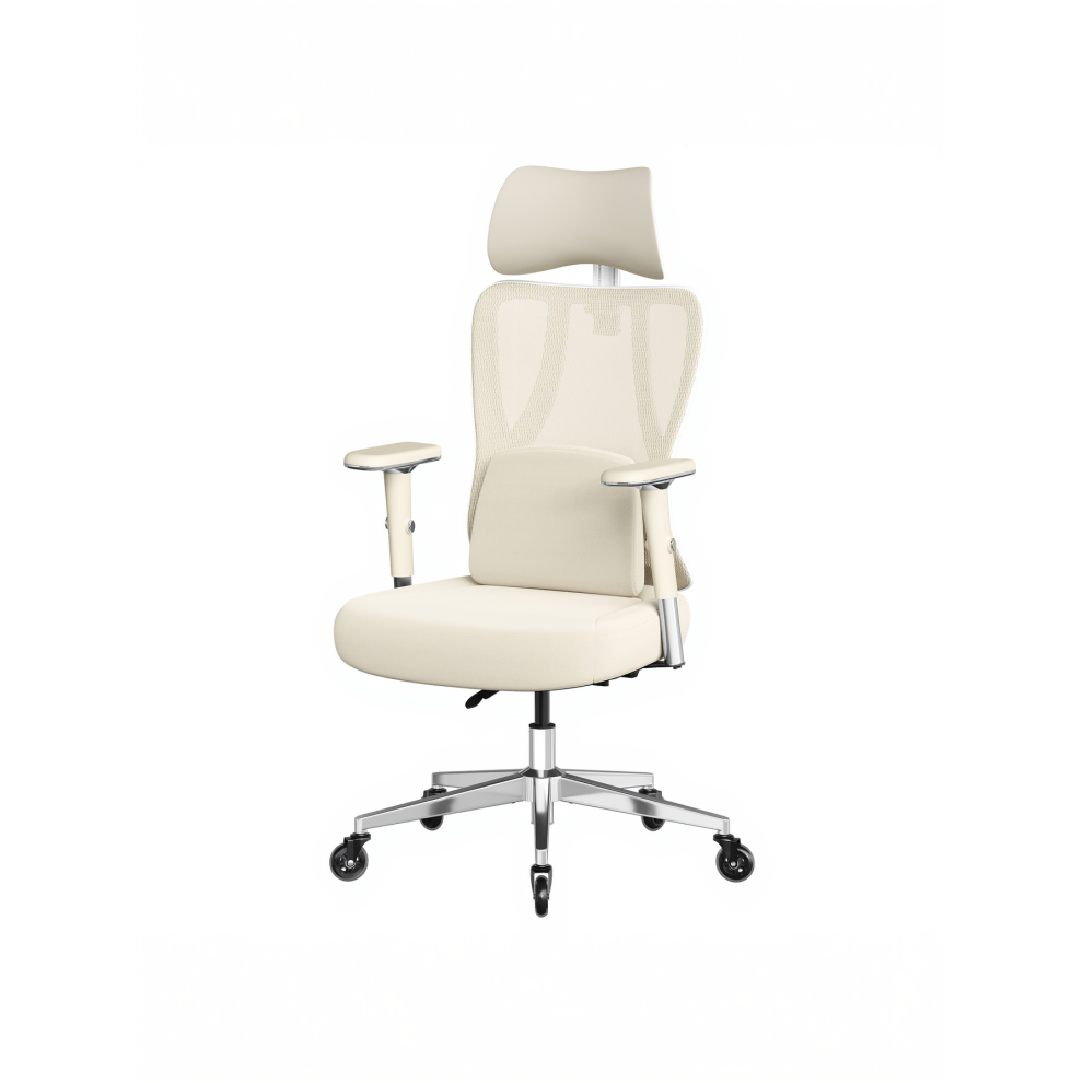 Songmics (Camel Cloud White) Office Gaming Chair, Height Adjustable Desk Chair With Lumbar Support, 150 Kg Load Brown/White