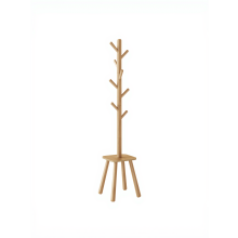 (NaturalBeige) Coat Rack Stand, Free Standing Hall Tree with 8 Hooks and Storage Shelf, 175.8 cm Tall, for Coats, Hats