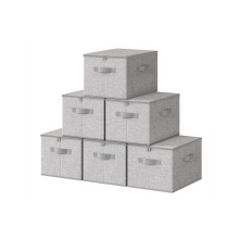 (Dove Grey) Foldable Storage Organiser Boxes, Set of 6 Storage Basket Bins with Handles, Clothes Organiser, 40 x 30 x 25 cm, Non-Woven Fabric