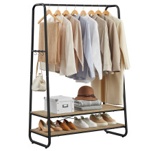 (TurquoiseBrown,MatteBlack) Clothes Rail, Clothes Rack with Shoe Shelf, Heavy-Duty Storage Rack, 6 Storage Shelves