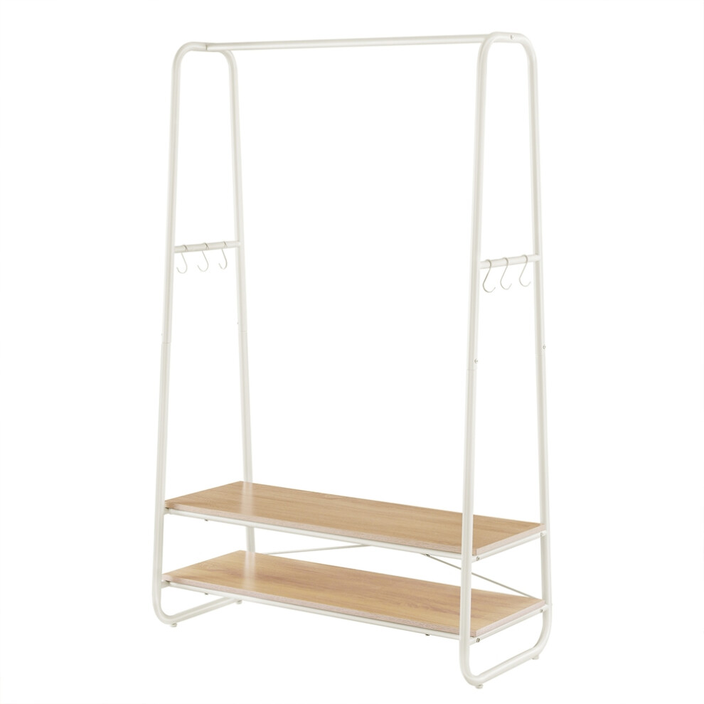 Vasagle (Oak,Creamwhite) Clothes Rail, Clothes Rack With Shoe Shelf, Heavy-Duty Storage Rack, 6 Storage Shelves