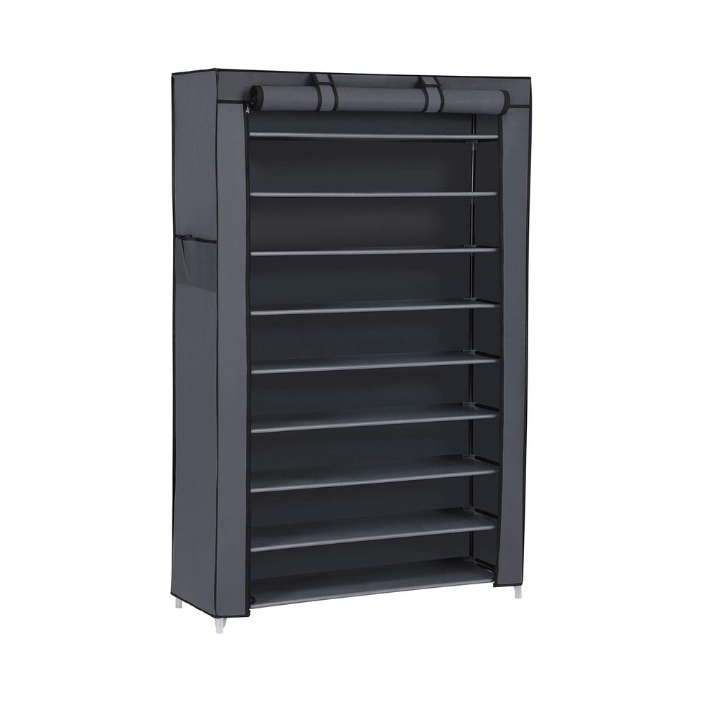 Songmics (Grey) 10-Layer Shoe Storage Cabinet, Dustproof Shoe Rack, Holds 40-50 Pairs, For Hallway, Living Room Grey