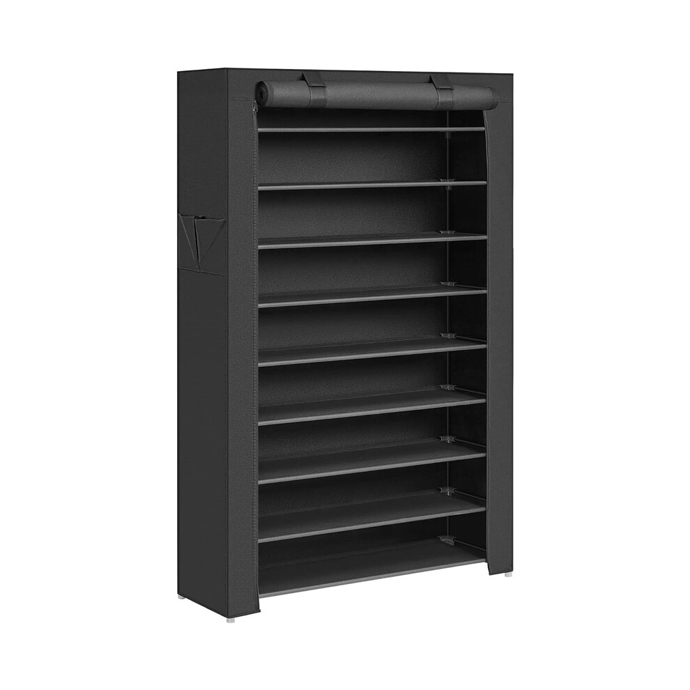 Songmics (Black) 10-Layer Shoe Storage Cabinet, Dustproof Shoe Rack, Holds 40-50 Pairs, For Hallway, Living Room Black