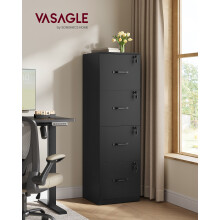(Ink Black) File Cabinet, Filing Cabinet for Home Office, Printer Stand, with 4 Lockable Drawers