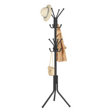 (Ink Black) Standing Hall Tree, 16 Hooks Metal Clothes Rack, Freestanding Organizer for Bedroom, Entryway, 175 cm