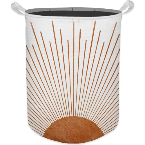 Coș de rufe Boho Terracotta, rotund, pliabil, 45 l