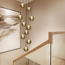 (Smoky Grey, 10-Light) Glitzerlife 10-Light Pendant Light G9, Modern Hanging Lamp for Kitchen Living Room Bedroom Hallway
